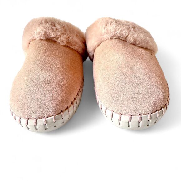 Skechers Slippers Women's Size 9 Blush Pink Suede Faux Fur Slip On Mule NEW - Picture 3 of 11